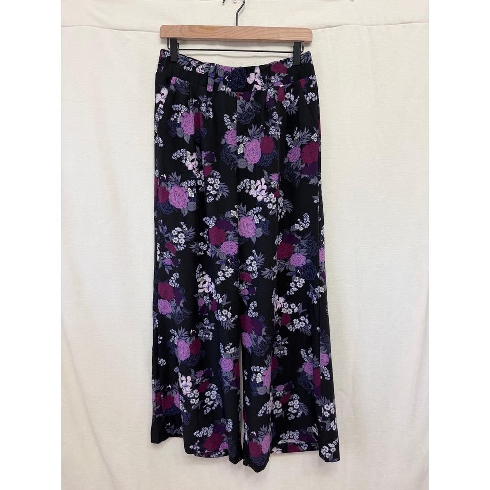 Torrid Women's Wide Leg Pants Purple Floral Chiffon Boho Casual‎ Trousers Size 0